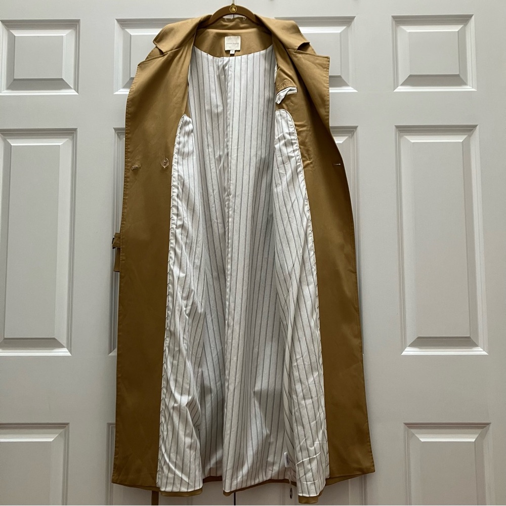 Favorite Daughter The Charles Trench Coat Sand Khaki Tan Long Classic Belted M - Picture 7 of 14